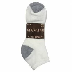 Lincoln Outfitters Men's Cotton No-Show Sock 3 Pack Large White - L3-950-W-L - Socks