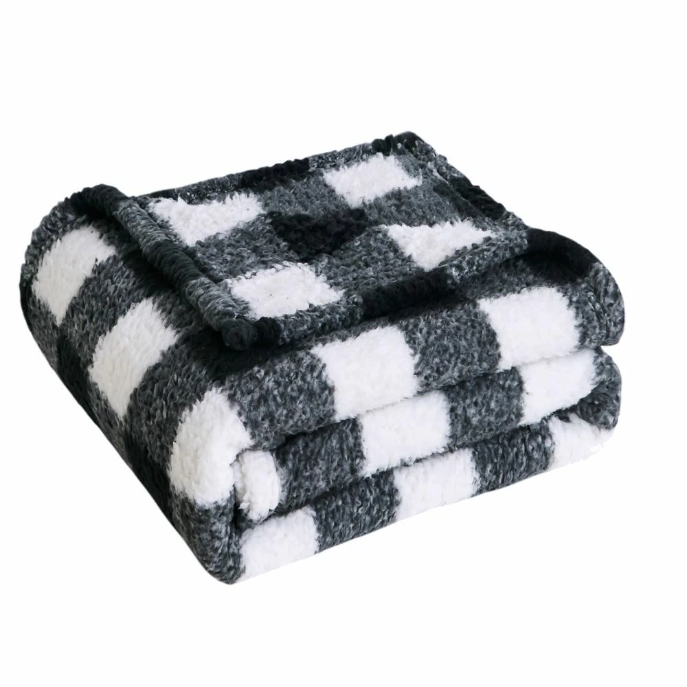 Lincoln Outfitters Black White Buffalo Check Sherpa 50 x 60 Throw - RK-SHERP-CLBF - Blankets & Bedspreads 3 Lincoln Outfitters Black White Buffalo Check Sherpa 50 x 60 Throw - RK-SHERP-CLBF - Blankets & Bedspreads - Image 3