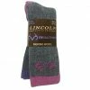Lincoln Outfitters Ladies Merino Wool Blend Boot Sock - 2 Pack - Grey With Fuchsia/Purple-Ladies Size Medium RT/L2/72120-FU-PU-M - Socks Women's