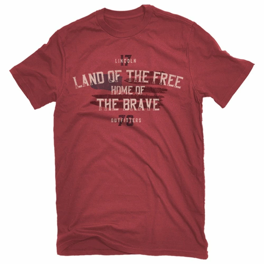 Lincoln Outfitters Men's Short Sleeve Land of the Free T-Shirt Brick Red - LO-151 - T-Shirts 1 Lincoln Outfitters Men's Short Sleeve Land of the Free T-Shirt Brick Red - LO-151 - T-Shirts