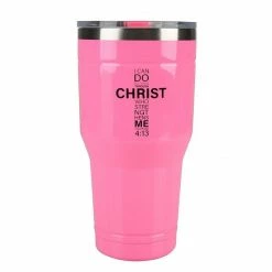 Lincoln Outfitters "All Things Through Christ" 30 oz. Religious Tumbler, Pink - 89-637-0204 - Tumblers