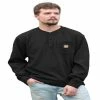 Lincoln Outfitters Men's Long Sleeve Bedford Henley Black - BLK-E0379 - Long Sleeve Shirts