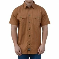 Lincoln Outfitters Men's Short Sleeve Flex-Twill Workshirt Brown - LOWS-E0218-242 - T-Shirts