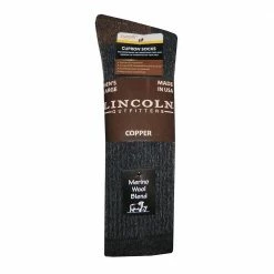 Lincoln Outfitters Men's Cupron Copper Merino Wool Blend Sock Grey - L72304-G - Socks