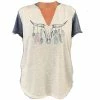 Lincoln Outfitters Ladies V-Neck BOHO Antler Short Sleeve Fashion T-Shirt - LO-LF12 - T-Shirts
